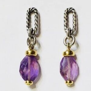 *David Yurman* Amethyst Bijoux Drop Dangle Earrings 925 Sterling Silver 750 18k